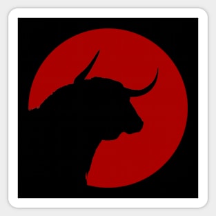 Bull silhouette red sun disc badge or logo Sticker